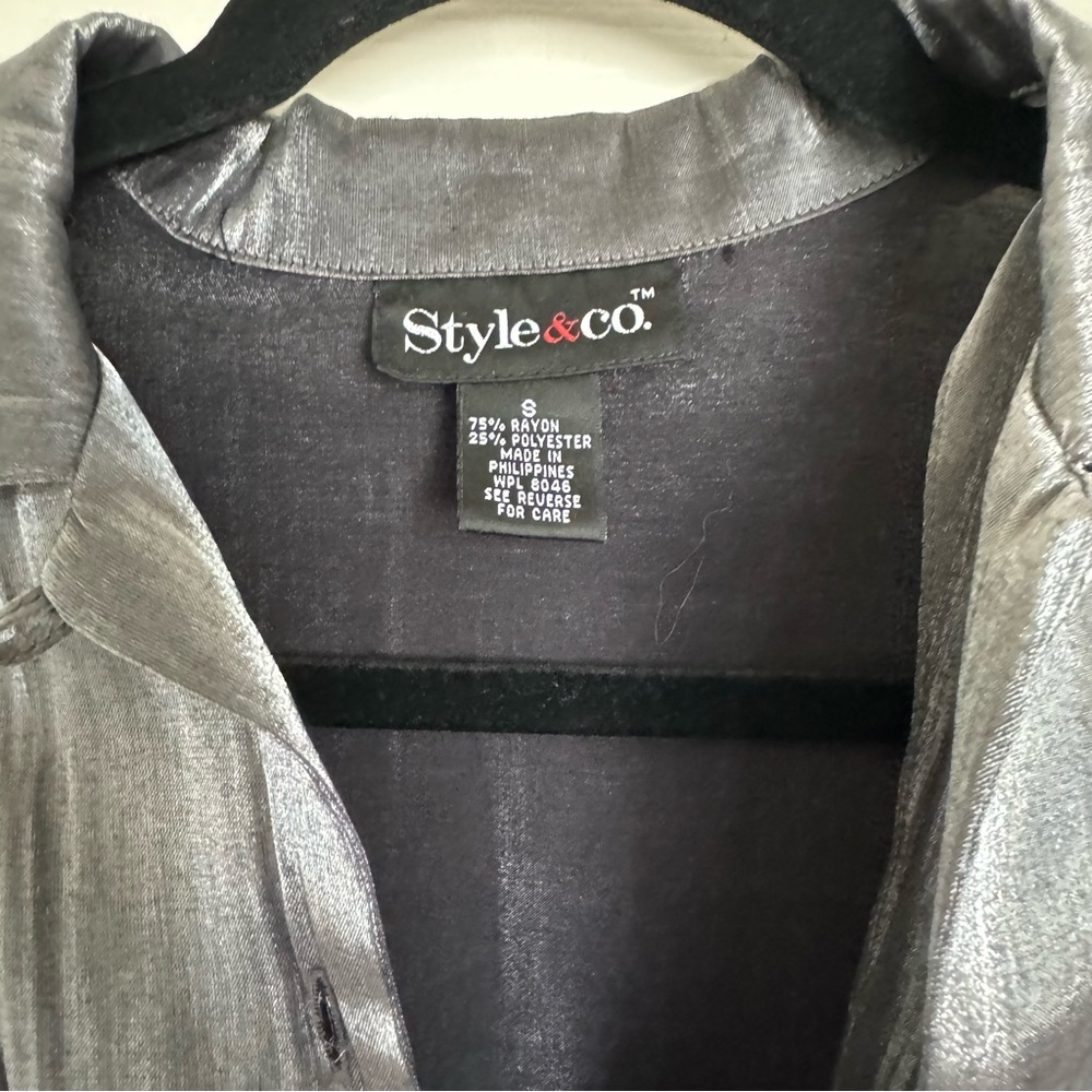 Metallic Silver Button-Down - image 3